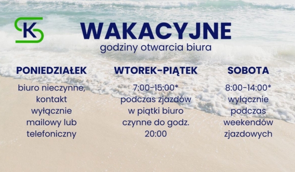 Wakacyjne godziny pracy biura