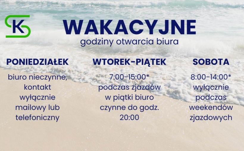 Wakacyjne godziny pracy biura